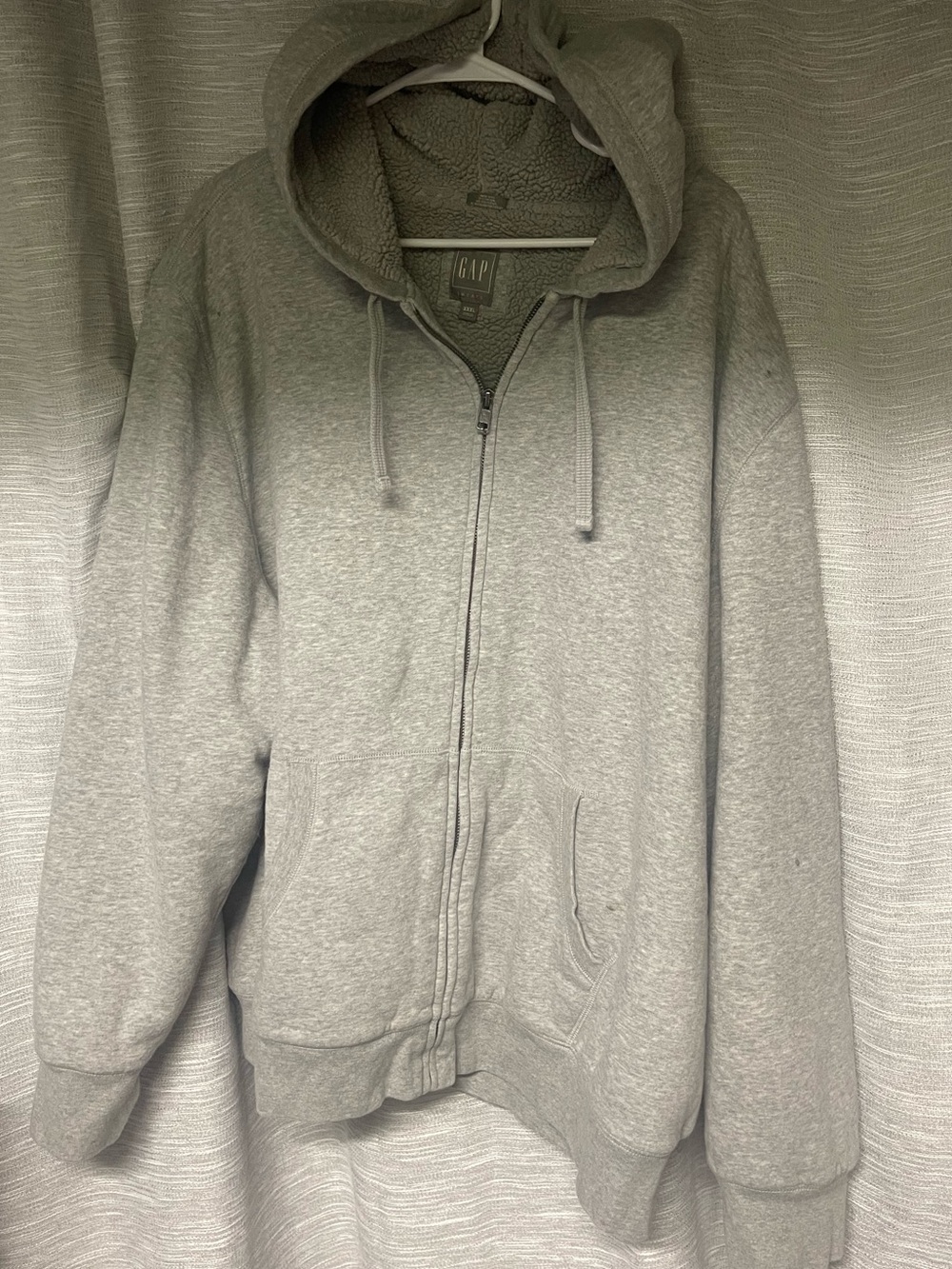 GAP Men’s Light Gray Full-Zip Hooded Sweatshirt